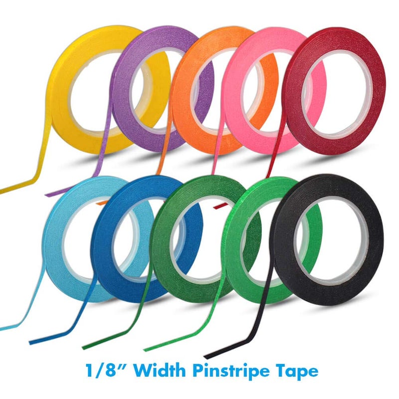 selizo 10 Rolls 1/8    Whiteboard Pinstripe Tape Dry Erase Board Tape Line Thin Striping Graphic Chart Art Tape Grid Lining Tape for White Board, 10 Colors - Image 5